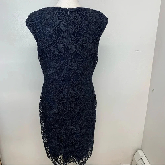 Lauren Ralph Lauren Evening Dress 12  Blue Crochet‎ Floral Formal Business Event - Picture 5 of 11